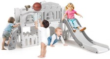 Kinderrutsche 8 in 1 Kleinkind Spielplatz mit Basketball Ring Klettertunnel Play
