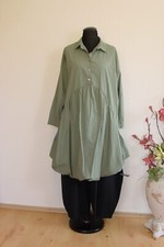 Lagenlook Ballon Kleid Tunika Bluse Taschen Baumwolle ~ Army Grün ~ one size