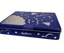 Bahlsen Weihnachtsdose Blechdose  Künstler Design Blau Silber RAR Ohne Inhalt 