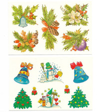 2 Abziehbilder Schiebebilder DDR Weihnachten - Weihnachtsbaum Glocke Schneemann