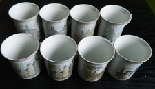 8 Tassen Porzellan Original Bohemia mit 6 verschiedenen Motiven DxH 8,5x 10 cm