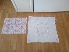 2 Stück Tischdecke Blumen Weiß Rosa Klein Baumwolle Mitteldecke Tischläufer