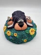 Diddl Spardose mit Hund auf Blumenwiese Wiese Blumen Retro 90er Jahre