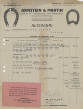 Rechnung Berlin Arnstein Martin Hufbeschlag Wagenbau Scheel Schmiedemeister 1922