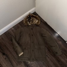 FAME Daunenjacke Damen Gr. S Echtfell khaki / beige Wendejjacke