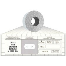 PE147= 36 Rollen a 1.500 Preisetiketten 26x12 Sato Samark weiß Preisauszeichnung