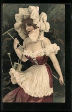 Präge-AK Junge Frau im Kleid