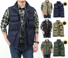 Herren Safari Weste funktionale Arbeitsweste Outdoor Anglerweste Weste Ärmellos