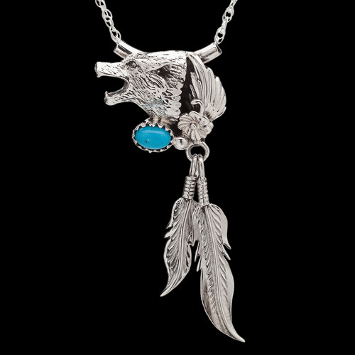 Indianerschmuck wolfskette - indianerschmuck,