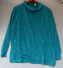 25088. Langarmshirt Oberteil petrol  2 Lagenshirt  mit Spitzenteil Gr. 50