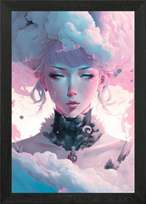 Cloudy Anime Girl Gerahmtes