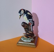 G. Armani Specht am Stamm mit Pilzen Florence Capodimonte Jagd Jäger Vogel Wald