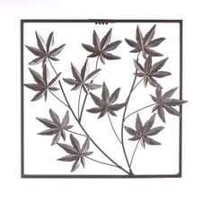 Wand-Deko "Ahorn" Wandrelief 30 x 30 cm Wandbild aus Metall Wandschmuck