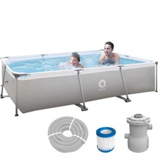 Frame Pool 300 x 207 x 65 Set Gartenpool Aufstellpool Schwimmbad grau mit Pumpe