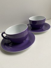 2 x KAHLA PRONTO COLORE Tassen Und Untertassen lila weiß