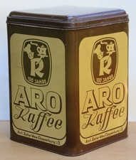 XL - GROSSE alte KAFFEEDOSE Ant. Roter Wwe KAFFEE / CLOPPENBURG Blechdose antik