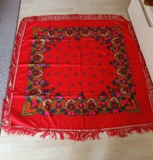 Trachtentuch rot mit Blumen Fransentuch Schultertuch Tuch Dirndltuch Neu