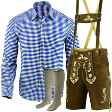 Trachtenset Trachten Set Herren Trachtenlederhose Kurz Blau Hemd Socken LE27HSO