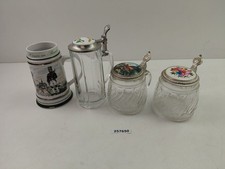 Bierkrüge 3x Glas Zinndeckel