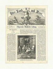 Die gefährdete Studie Holzstich Meyer von Bremen Kinder Bild Waschtrog E 1754