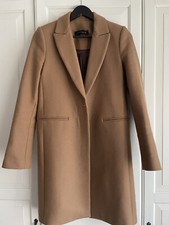 Zara Wollmantel Camel Beige Gr. XS Gerader Schnitt