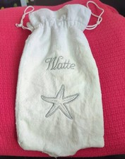 WATTE SPENDER BEUTEL FROTEE  SILBERFARBENEN SEESTERN WATTE, 33CM L 16 B,VINTAGE 