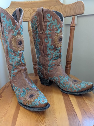 Lane boots brown with - brown, tooled