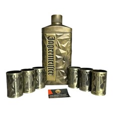 Jägermeister Limited Set Gold Becher Glas Flasche Metall Einzelstück Sammler TOP