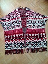 *H&M Poncho Cape Indianer Navajo Muster Baumwolle Oversize Gr.M 40-42-44*Neu*