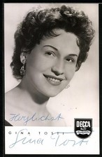 Musikerin Gina Tosti lächelnd im Porträt, Autograph, Ansichtskarte 