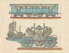 Modell-Mappe um 1900 mit aufklappbaren Modellen Kompressor Dampfkessel Turbine