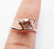 6.3mm Natürlich Rot Rund Rose Schnitt Diamant Verlobung Ring 925 Silberring