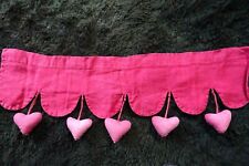 Gardine Schabracke 80x20cm Bögen Herzchen Reines Leinen himbeerrot Shabby Chic