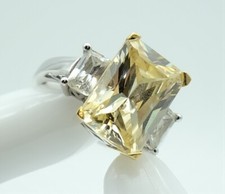 Damenring 925 Silber Citrin Zirkon Edelsteine Gr.50 Sterlingsilber Ring  #84L