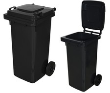 Abfalltonne Restmüll Mülltonne Tonne Müllbehälter 120L NEU Schwarz Graphit 2 Rad