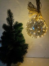 LED Glaskugel mit Juteseil Deko Kugel beleuchtet D: 14cm mit Timer Batterie