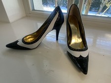 Coole Retro Stiletto Pumps schwarz-weiss  Gr.41 für Party Sylvester Club