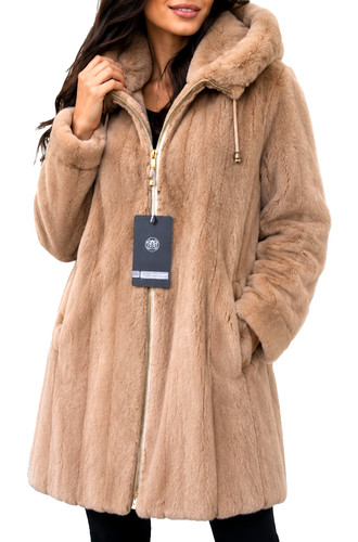 Samt nerz pelz parka - nerz, gr