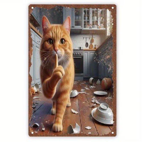 Blechschild katze verursacht - blechschild,