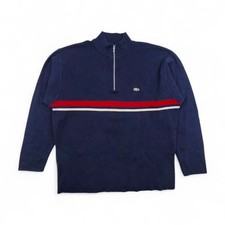 Lacoste Pullover Herren L Navy Blau Half Zip Vintage Sweater Retro Feinstrick 