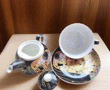 14 Tlg. Porzellan Set Geschenk Gustav Klimt - Queen Isabell - Tee- Kaffeeservice