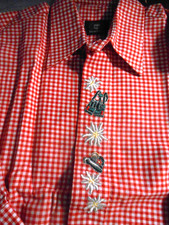 OS Trachten-Hemd  Buben Jungen Kinder Hemd Bluse kariert Rot/Weiß Gr.110/116