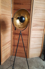 Stehleuchte Design Boden Stehlampe, Film Scheinwerfer schwarz gold Fluter