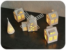 Deko Haus 5er Set (Nr.4) - zum Beleuchten, Weihnachtshaus Winterhaus Winterdorf