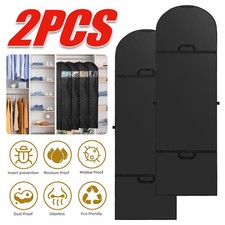 2 Stück Kleidersack Lang 180×60cm Faltbar Atmungsaktiv Staubdicht mit Griffen