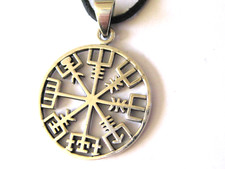 Vegvisir 925'er Silber Ketten Anhänger Wikinger Kompass  / x029
