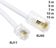 Telefon Modular Kabel RJ11 6P4C > RJ45 8P4C Stecker weiß für DSL Splitter Router