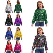 Kinder Mädchen Baseballjacken Jazz Latin Bomberjacke Langarm Kunstlederjacke