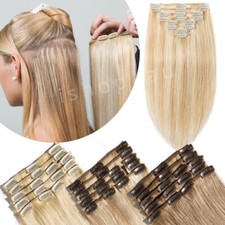 Echthaar Clip In Remy Hair Extensions Haarverlängerung Dick Doppelt Tressen 200G