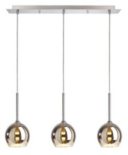 Deko-Light Bunda Pendel Hänge Leuchte Lampe 3-flammig G9 chrom Modern Rauch Glas